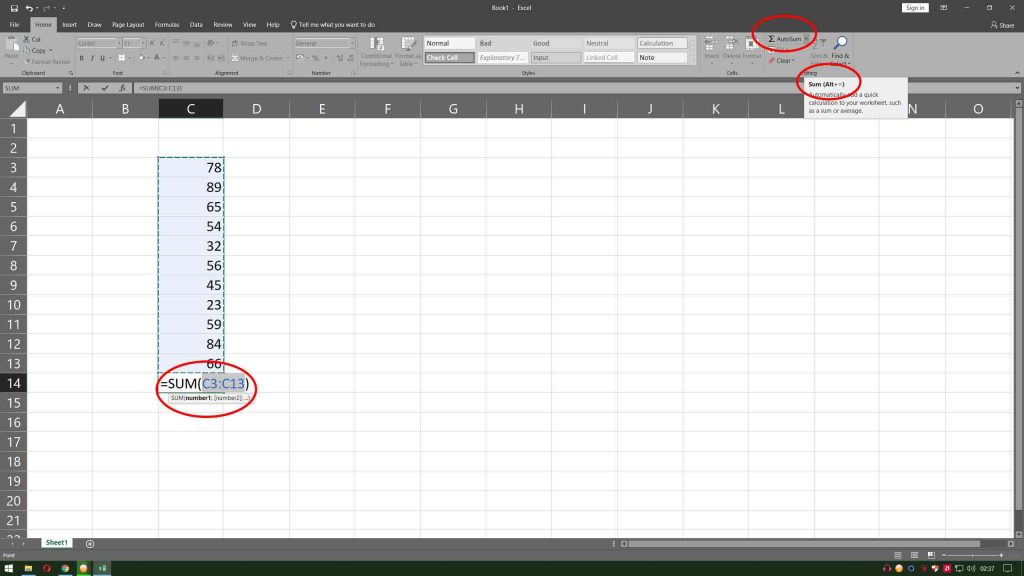 Excel’de Otomatik Toplam Formülü